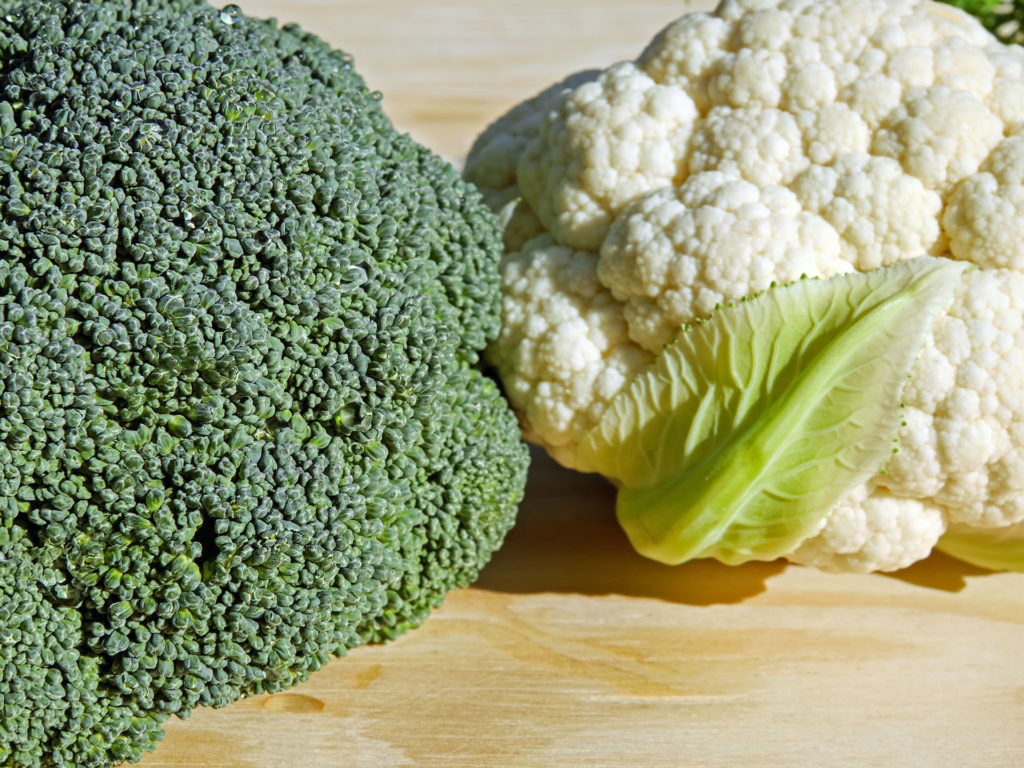 Broccoli and cauliflower head.