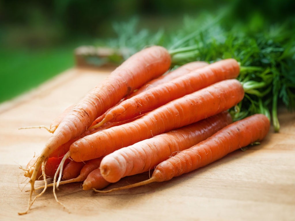 bunch of carrots on a table